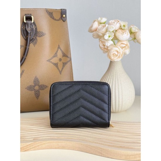 Replica Portafoglio compatto YSL Saint Laurent Cassandre Matelassé Nero Imitazione Outlet Online