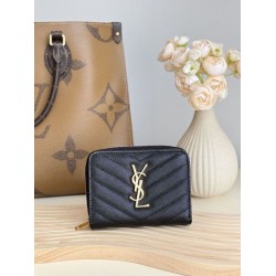 Replica Portafoglio compatto YSL Saint Laurent Cassandre Matelassé Nero Imitazione Outlet Online