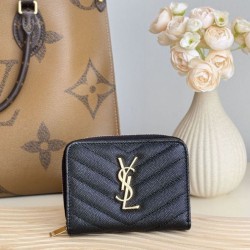 Replica Portafoglio compatto YSL Saint Laurent Cassandre Matelassé Nero Imitazione Outlet Online