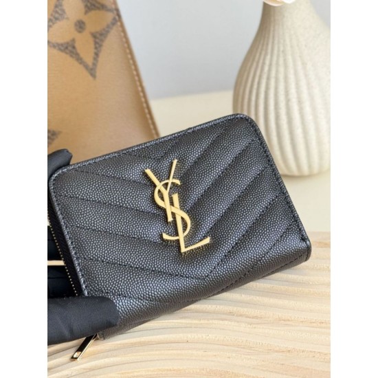 Replica Portafoglio compatto YSL Saint Laurent Cassandre Matelassé Nero Imitazione Outlet Online