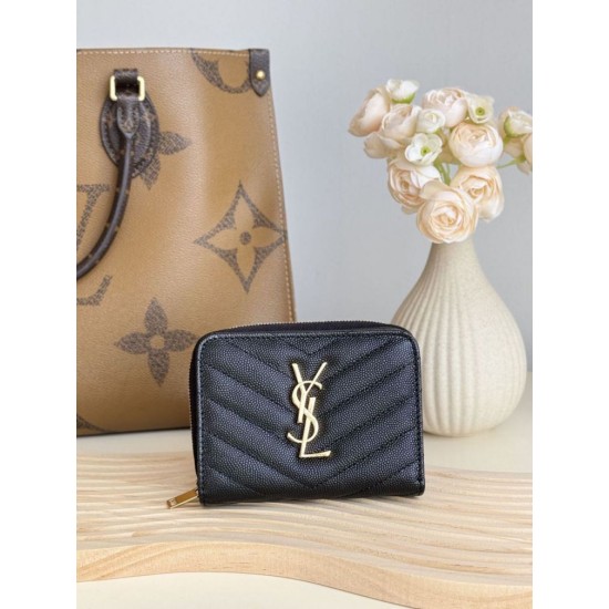 Replica Portafoglio compatto YSL Saint Laurent Cassandre Matelassé Nero Imitazione Outlet Online