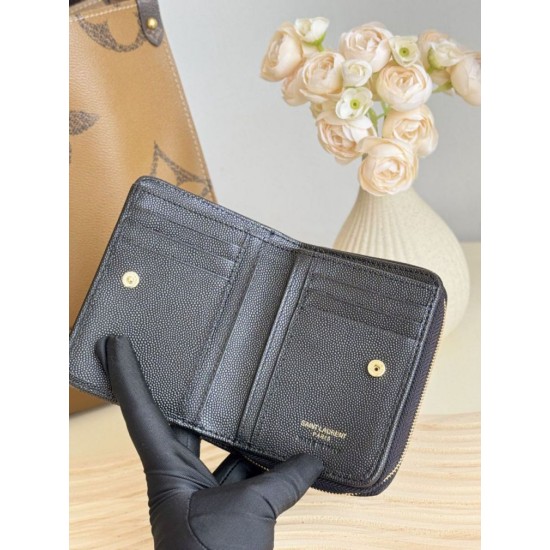 Replica Portafoglio compatto YSL Saint Laurent Cassandre Matelassé Nero Imitazione Outlet Online