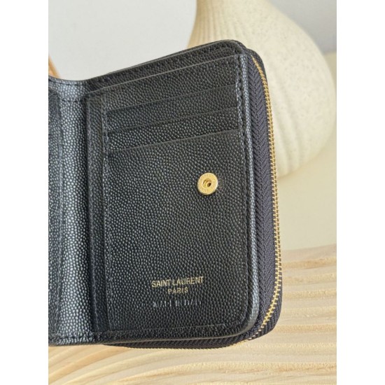 Replica Portafoglio compatto YSL Saint Laurent Cassandre Matelassé Nero Imitazione Outlet Online