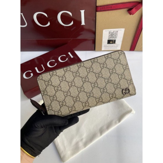 Replica Portafoglio Gucci con cerniera interna GG 856562 Marrone Imitazione Outlet Online