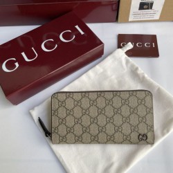 Replica Portafoglio Gucci con cerniera interna GG 856562 Marrone Imitazione Outlet Online
