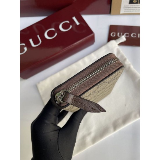 Replica Portafoglio Gucci con cerniera interna GG 856562 Marrone Imitazione Outlet Online