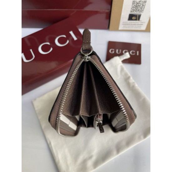Replica Portafoglio Gucci con cerniera interna GG 856562 Marrone Imitazione Outlet Online
