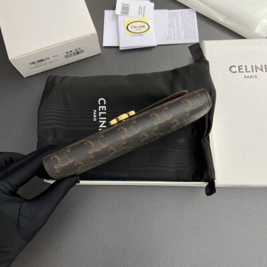 Replica Portafoglio grande Celine in tela con chiusura a trionfo Imitazione Outlet Online
