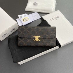 Replica Portafoglio grande Celine in tela con chiusura a trionfo Imitazione Outlet Online