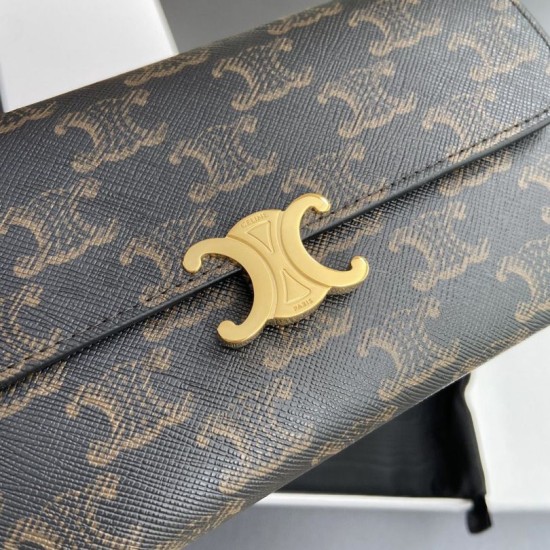 Replica Portafoglio grande Celine in tela con chiusura a trionfo Imitazione Outlet Online