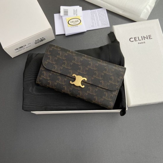 Replica Portafoglio grande Celine in tela con chiusura a trionfo Imitazione Outlet Online