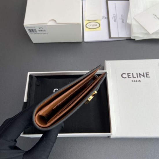 Replica Portafoglio Celine con tracolla media Nino Marrone Imitazione Outlet Online