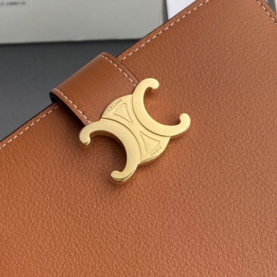 Replica Portafoglio Celine con tracolla media Nino Marrone Imitazione Outlet Online