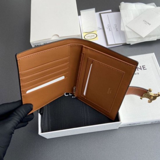 Replica Portafoglio Celine con tracolla media Nino Marrone Imitazione Outlet Online