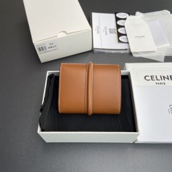 Replica Portafoglio piccolo a tre ante CELINE 16 in pelle di vitello satinata Marrone Imitazione Outlet Online