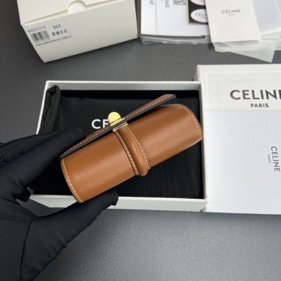 Replica Portafoglio piccolo a tre ante CELINE 16 in pelle di vitello satinata Marrone Imitazione Outlet Online