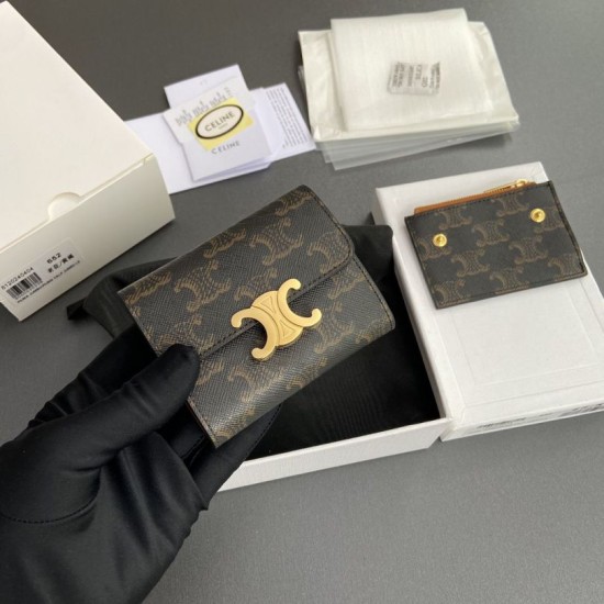 Replica Portafoglio compatto Celine con Coin Triomphe Imitazione Outlet Online