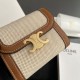 Replica Portafoglio piccolo Celine con patta pelle di vitello con motivo Triomphe Marrone Imitazione Outlet Online