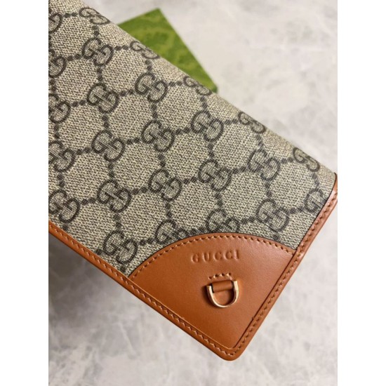 Replica Portafoglio continentale Gucci con emblema GG 821802 marrone Imitazione Outlet Online