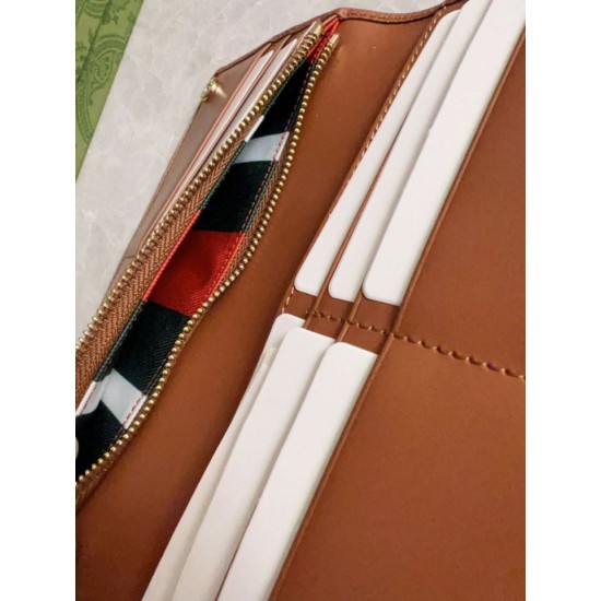 Replica Portafoglio continentale Gucci con emblema GG 821802 marrone Imitazione Outlet Online