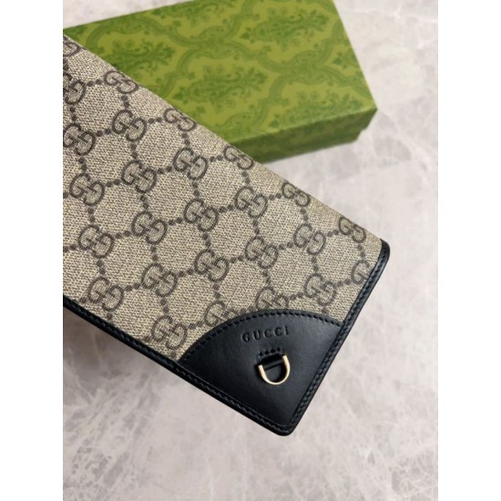 Replica Portafoglio continentale Gucci con emblema GG 821802 Nero Imitazione Outlet Online