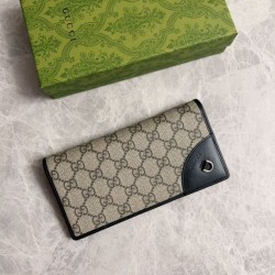 Replica Portafoglio continentale Gucci con emblema GG 821802 Nero Imitazione Outlet Online