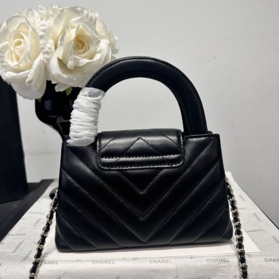 Replica Borsa shopping Chanel AS4416 Kelly Nano pelle di vitello nera Imitazione Fallate Outlet