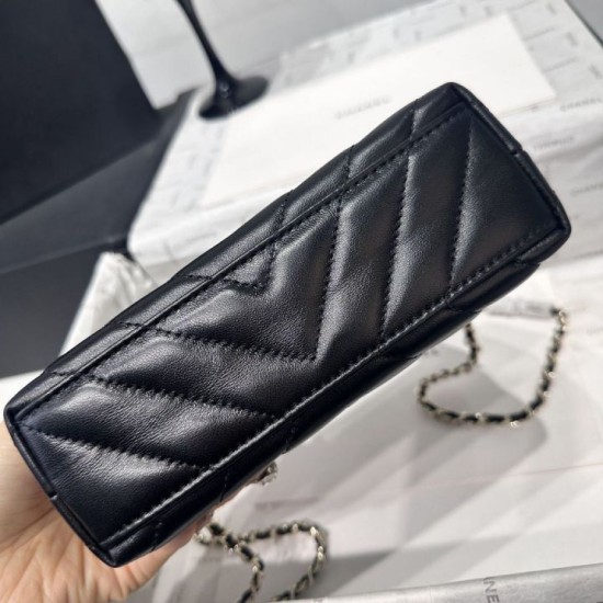 Replica Borsa shopping Chanel AS4416 Kelly Nano pelle di vitello nera Imitazione Fallate Outlet