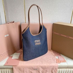Repliche Borsa a tracolla Miu Miu Ivy denim con finiture pelle 5BG231 Blu False Online Perfetto Replica Borsa a tracolla Miu Miu Ivy denim con finiture pelle 5BG231 Blu Imitazione Fallate Outlet