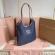 Replica Borsa a tracolla Miu Miu Ivy denim con finiture pelle 5BG231 Blu Imitazione Fallate Outlet