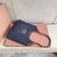Replica Borsa a tracolla Miu Miu Ivy denim con finiture pelle 5BG231 Blu Imitazione Fallate Outlet