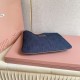 Replica Borsa a tracolla Miu Miu Ivy denim con finiture pelle 5BG231 Blu Imitazione Fallate Outlet