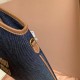 Replica Borsa a tracolla Miu Miu Ivy denim con finiture pelle 5BG231 Blu Imitazione Fallate Outlet