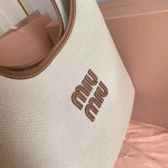 Replica Borsa a tracolla Miu Miu Ivy denim con finiture pelle 5BG231 Bianca Imitazione Fallate Outlet