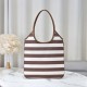 Replica Borsa a tracolla Miu Miu Ivy tela a righe e pelle 5BG231 caffè chiaro Imitazione Fallate Outlet