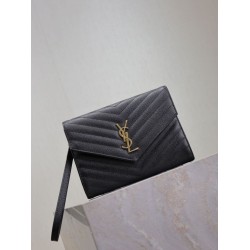 Replica Pochette YSL Saint Laurent Grain De Poudre Matelassé Chevron Envelope Nero Imitazione Fallate Outlet