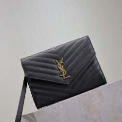 Replica Pochette YSL Saint Laurent Grain De Poudre Matelassé Chevron Envelope Nero Imitazione Fallate Outlet