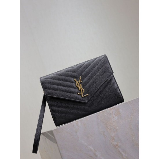 Replica Pochette YSL Saint Laurent Grain De Poudre Matelassé Chevron Envelope Nero Imitazione Fallate Outlet