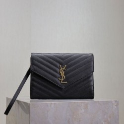 Replica Pochette YSL Saint Laurent Grain De Poudre Matelassé Chevron Envelope Nero Imitazione Fallate Outlet