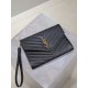 Replica Pochette YSL Saint Laurent Grain De Poudre Matelassé Chevron Envelope Nero Imitazione Fallate Outlet
