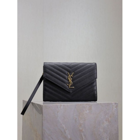 Replica Pochette YSL Saint Laurent Grain De Poudre Matelassé Chevron Envelope Nero Imitazione Fallate Outlet