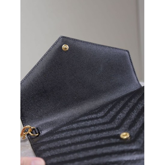 Replica Pochette YSL Saint Laurent Grain De Poudre Matelassé Chevron Envelope Nero Imitazione Fallate Outlet