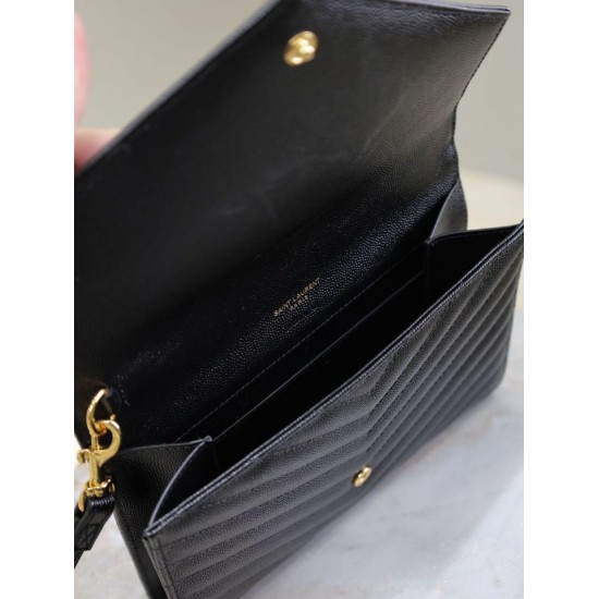 Replica Pochette YSL Saint Laurent Grain De Poudre Matelassé Chevron Envelope Nero Imitazione Fallate Outlet