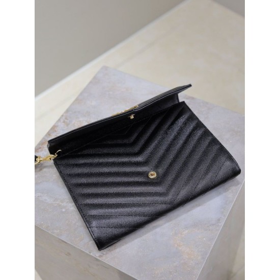 Replica Pochette YSL Saint Laurent Grain De Poudre Matelassé Chevron Envelope Nero Imitazione Fallate Outlet