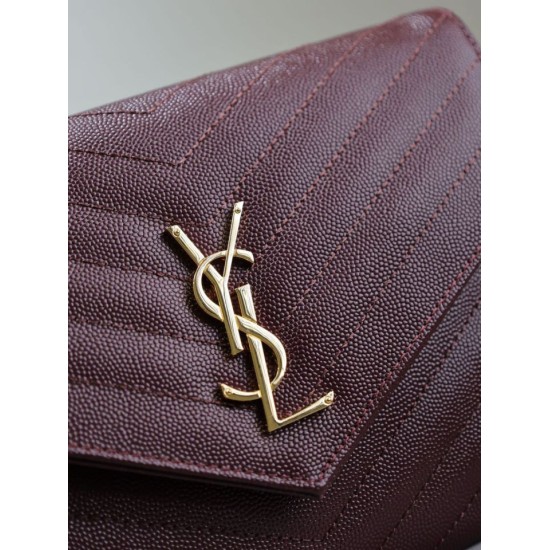 Replica Pochette YSL Saint Laurent Grain De Poudre Matelassé Chevron Envelope bordeaux Imitazione Fallate Outlet