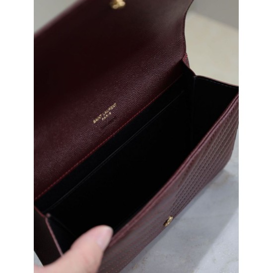 Replica Pochette YSL Saint Laurent Grain De Poudre Matelassé Chevron Envelope bordeaux Imitazione Fallate Outlet