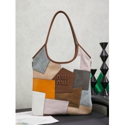 Replica Borsa tote Miu Miu Ivy in pelle patchwork 5BG231 Imitazione Fallate Outlet
