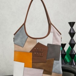 Replica Borsa tote Miu Miu Ivy in pelle patchwork 5BG231 Imitazione Fallate Outlet