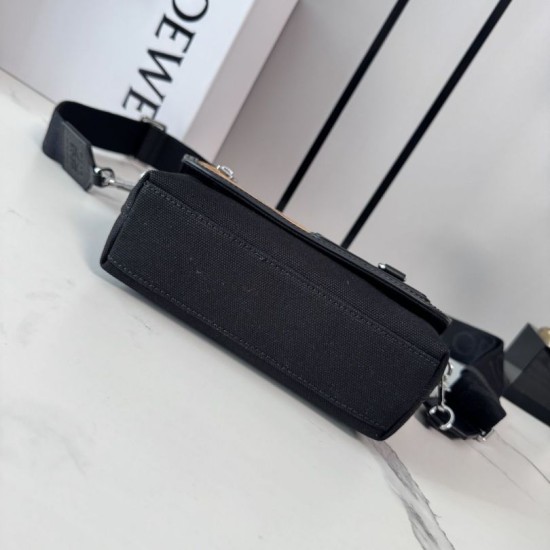 Replica Borsa a tracolla LOEWE Mini Flex tela e pelle scamosciata marrone/nera Imitazione Fallate Outlet