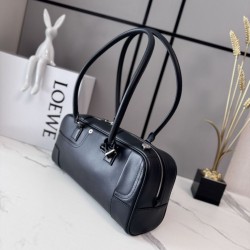 Replica Borsa a tracolla Loewe Amazona 31 pelle nabuk granulata Nero Imitazione Fallate Outlet